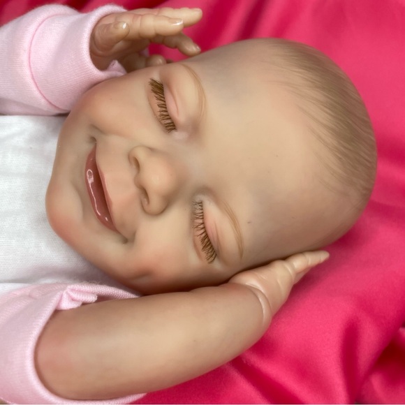 Sleeping smiling realistic baby doll play toy hard body with lovable limbs 22” - Picture 7 of 16